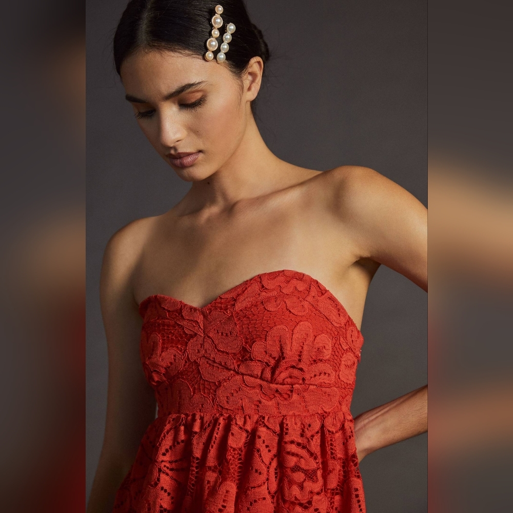 NWT MAEVE STRAPLESS LACE MINI DRESS - Picture 4 of 4